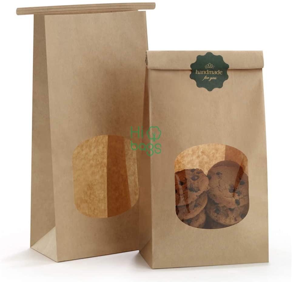 Bakery with Window Kraft Paper Brown Window Cookie Bags M
